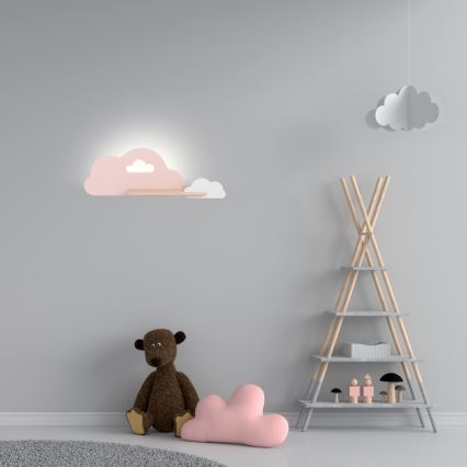 LED Barnvägglampa med hylla CLOUD LED/5W/230V rosa/vit,