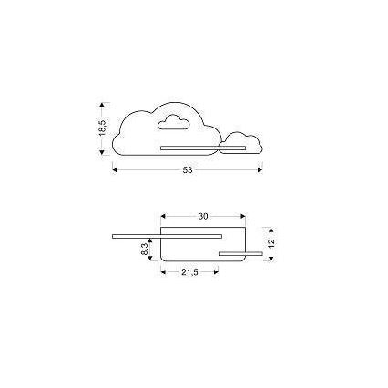 LED Barnvägglampa med hylla CLOUD LED/5W/230V rosa/vit,