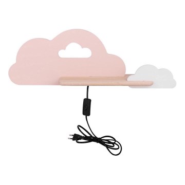 LED Barnvägglampa med hylla CLOUD LED/5W/230V rosa/vit,
