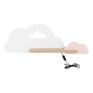 LED Barnvägglampa med hylla CLOUD LED/5W/230V vit/rosa,
