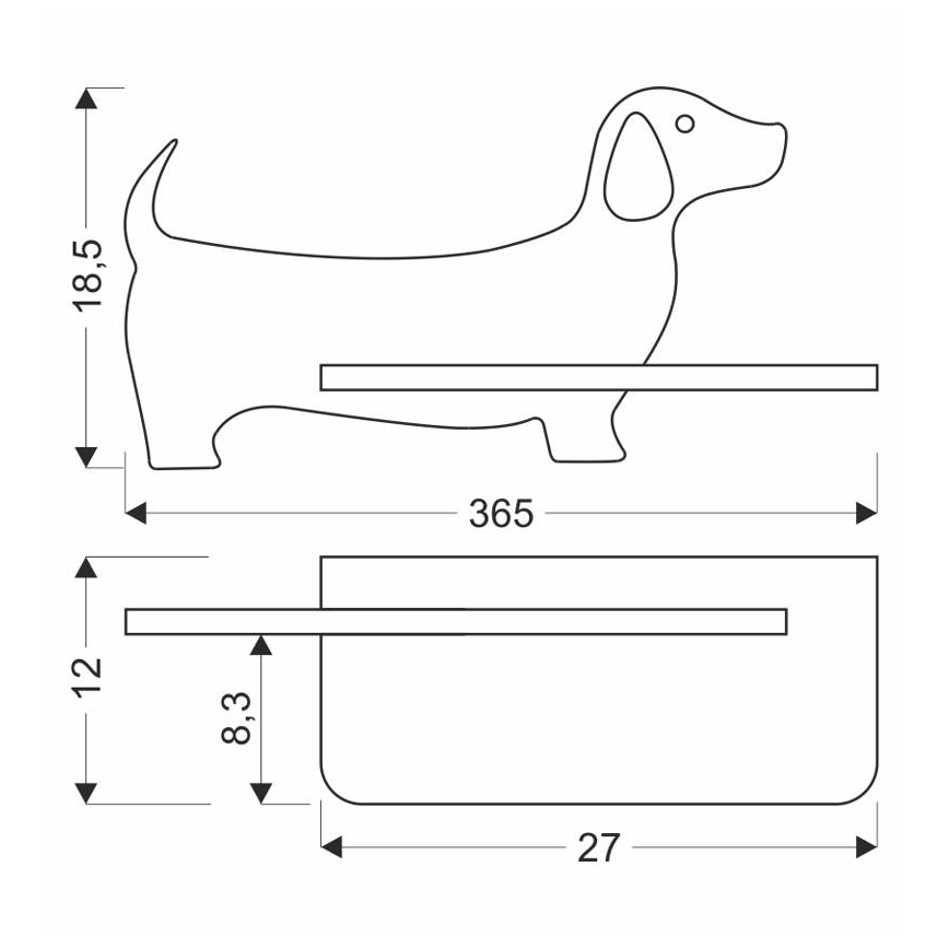 LED Barnvägglampa med hylla DOG LED/5W/230V svart/trä,