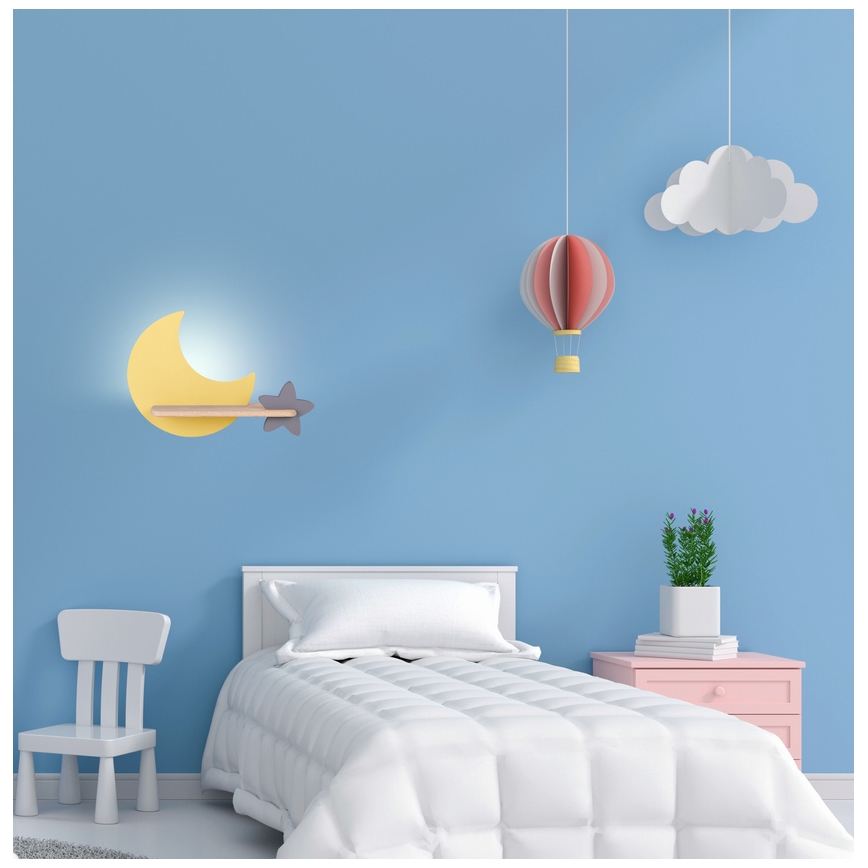 LED Barnvägglampa med hylla MOON LED/5W/230V,