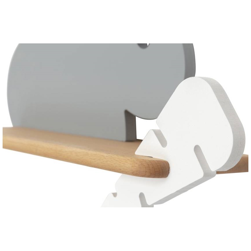 LED Barnvägglampa med hylla RABBIT LED/4W/230V grå/vit/trä,