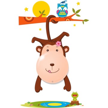 LED barnvägglampa MONKEY LED/0,6W/3xAAA