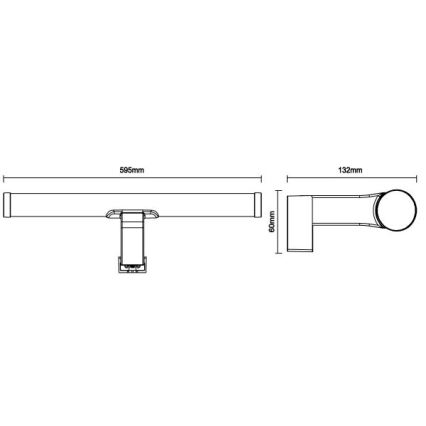 LED-belysning för badrumsspegel LED/12 W/230 V, 59,5 cm, IP44, svart