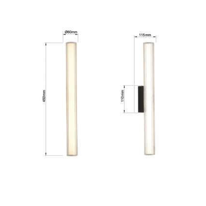 LED-badrumspegelbelysning LINEA LED/8W/230V 3000/4000/6000K IP44 45 cm svart