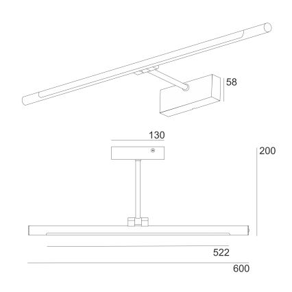 LED-belysning för badrumsspegel MIRROR LED/8W/230V 4000K IP44 60 cm svart