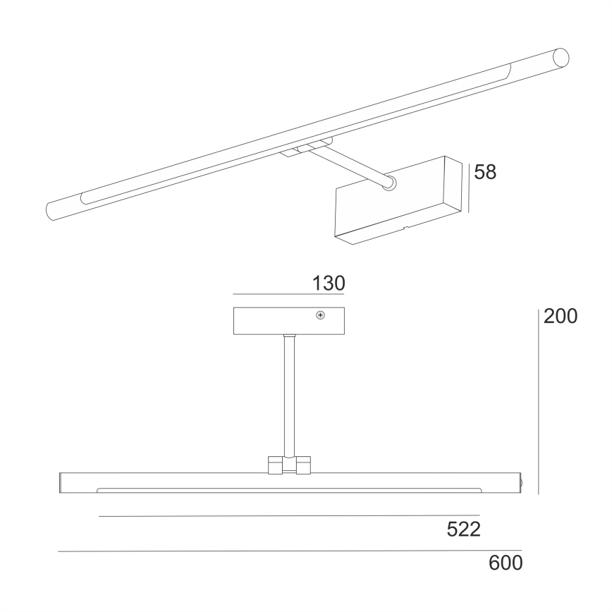 LED-belysning för badrumsspegel MIRROR LED/8W/230V 4000K IP44 60 cm svart