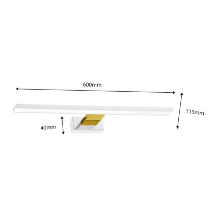 LED-belysning för badrumsspegel SHINE LED/13,8W/230V 60 cm IP44 vit/guld