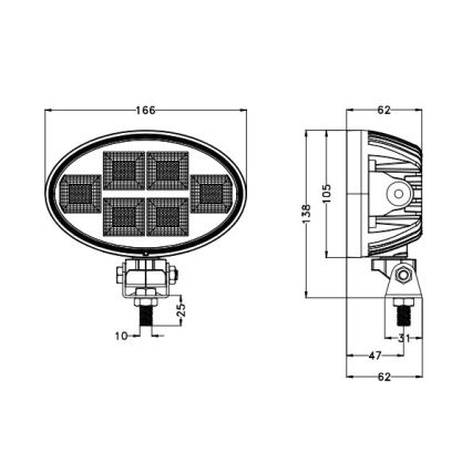 LED Bil spotlight BLACK LED/150W/10-30V IP69 5700K oval
