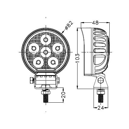 LED Bil spotlight BLACK LED/24W/10-30V IP69 5700K rund