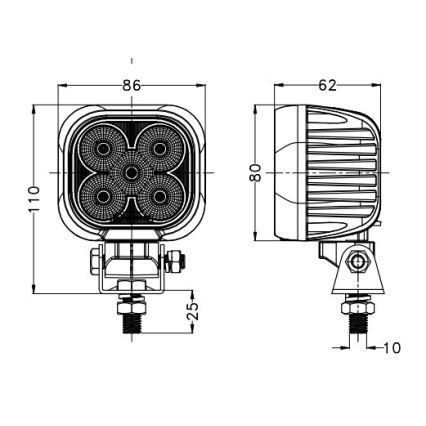 LED Bil spotlight BLACK LED/50W/10-30V IP69 5700K vinklat