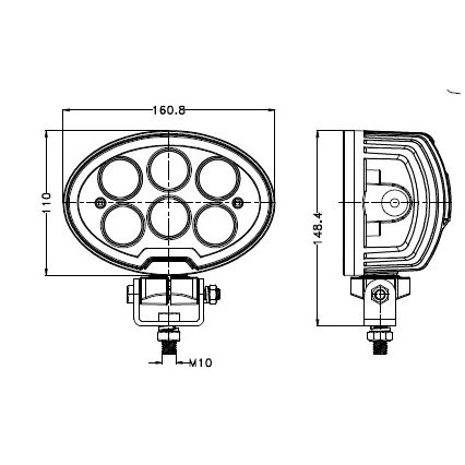 LED Bil spotlight BLACK LED/60W/10-30V IP69 5700K oval