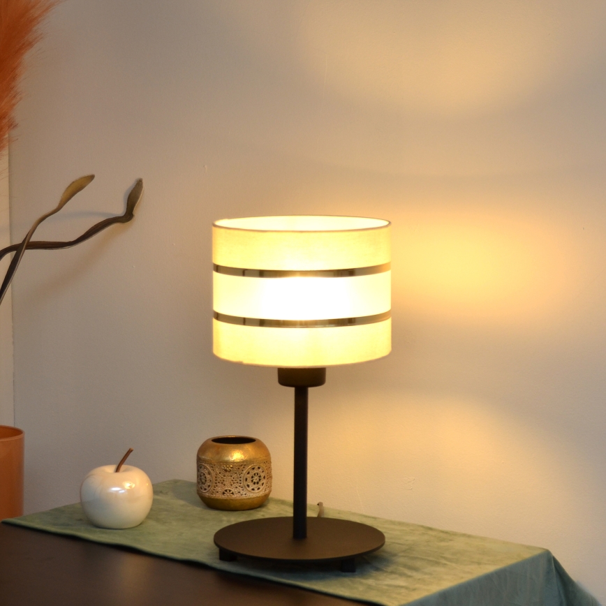 LED Bordslampa HELEN 1xE27/15W/230V grädde/svart/gyllene