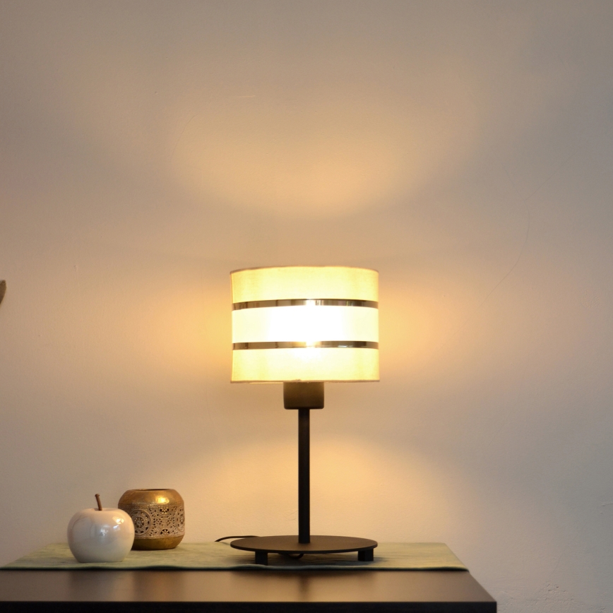 LED Bordslampa HELEN 1xE27/15W/230V grädde/svart/gyllene