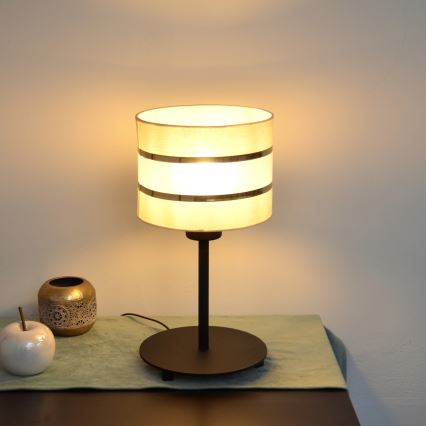 LED Bordslampa HELEN 1xE27/15W/230V grädde/svart/gyllene