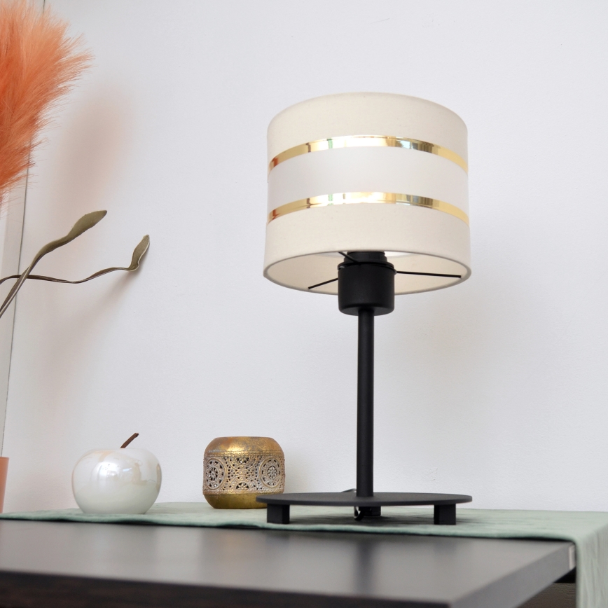 LED Bordslampa HELEN 1xE27/15W/230V grädde/svart/gyllene