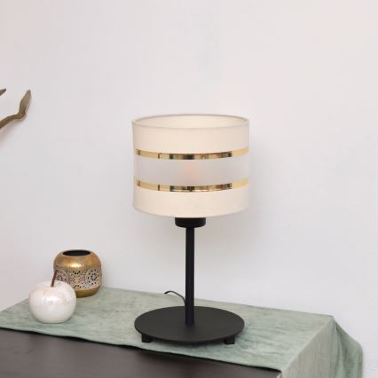 LED Bordslampa HELEN 1xE27/15W/230V grädde/svart/gyllene