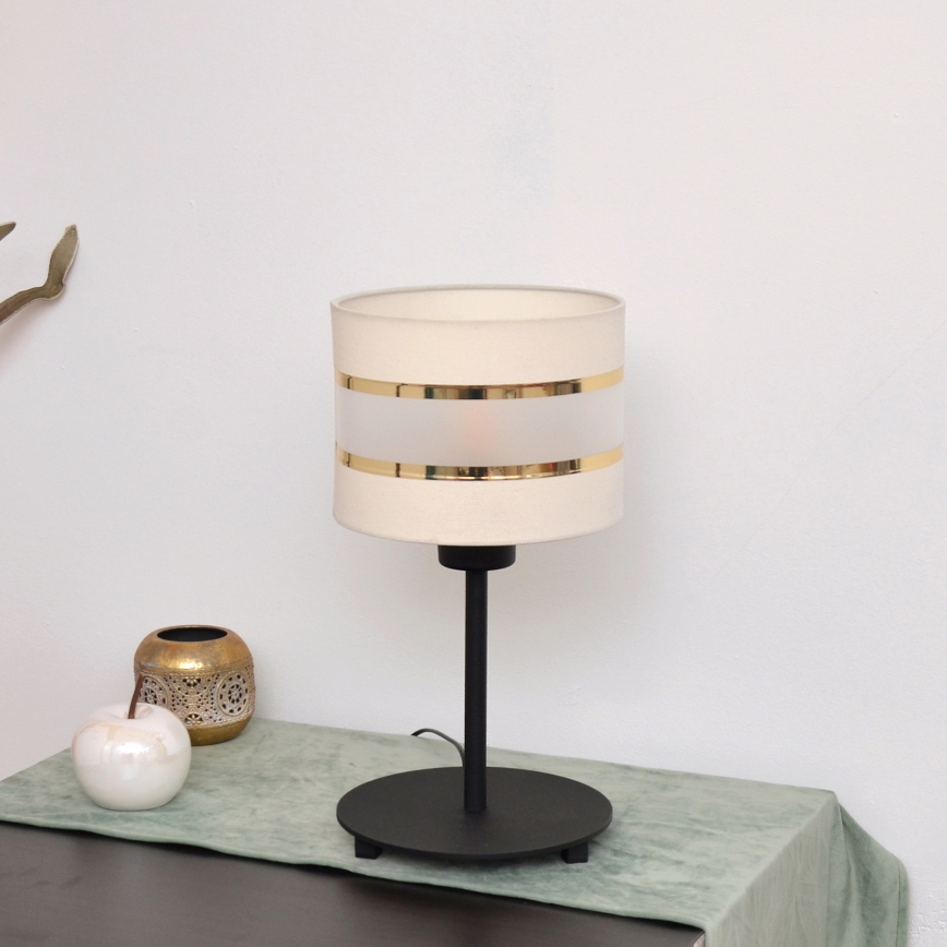 LED Bordslampa HELEN 1xE27/15W/230V grädde/svart/gyllene
