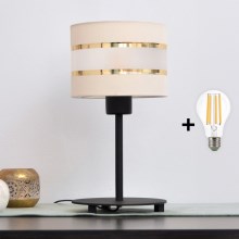 LED Bordslampa HELEN 1xE27/60W/230V grädde/svart/gyllene