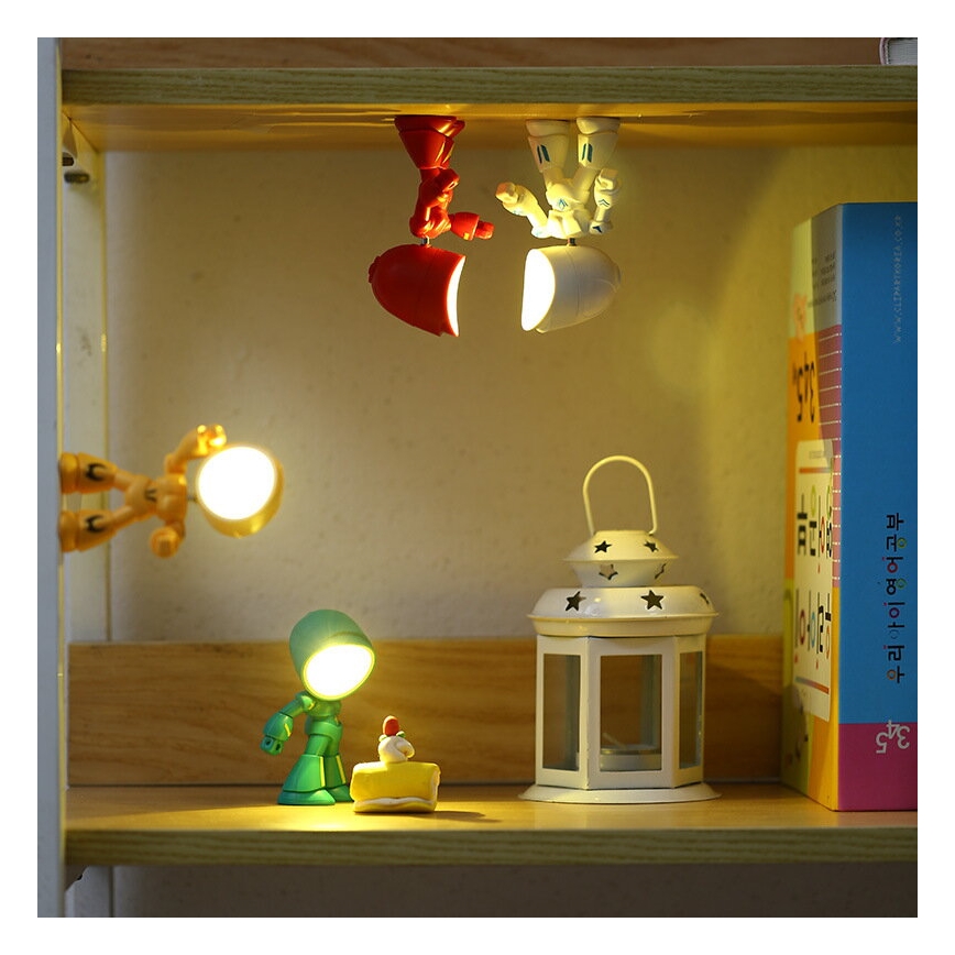 LED-bordslampa LED/0,06W/3xLR41 robot röd