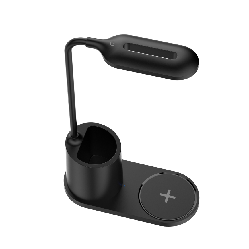 LED bordslampa LED/3W/5V med trådlös laddning svart