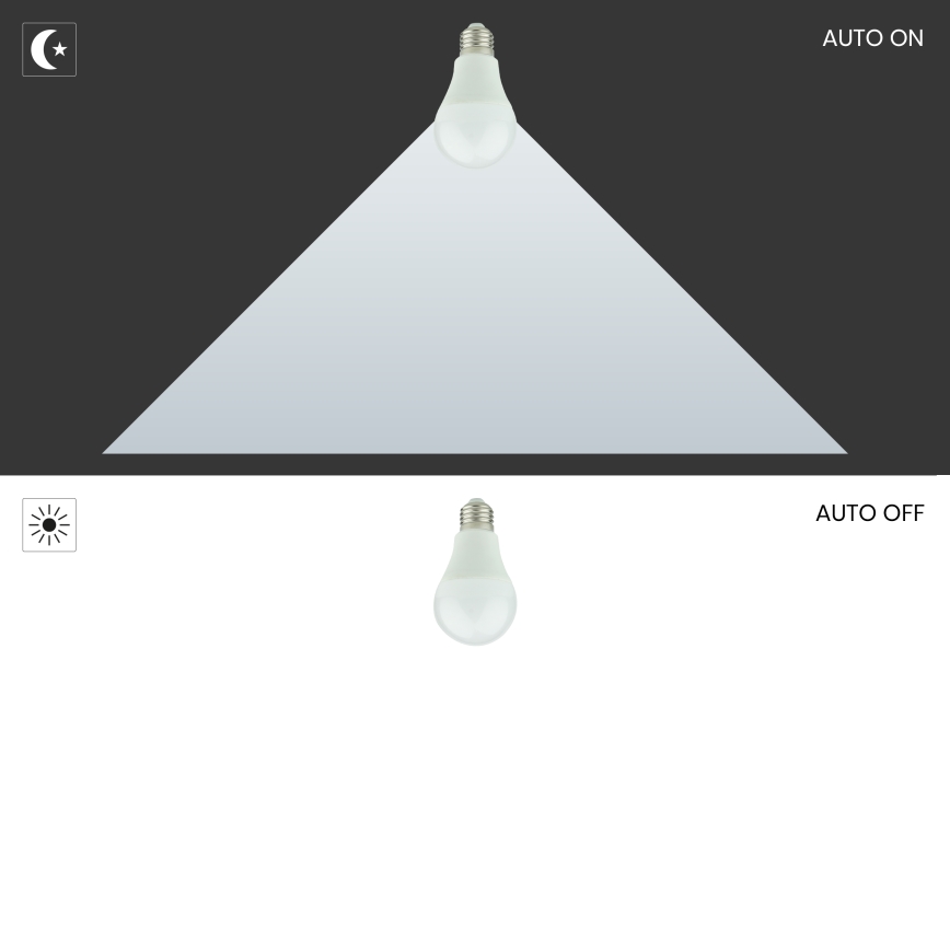 LED Bulbs med skymningssensor A60 E27/9W/230V 3000K