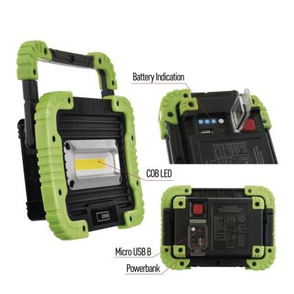 LED COB Uppladdningsbar strålkastare LED/3,7V 3000 mAh IP44