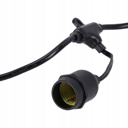 LED dekorativ ljusslinga för utomhusbruk 20xE27/1W/230V 20,94 m IP44 svart