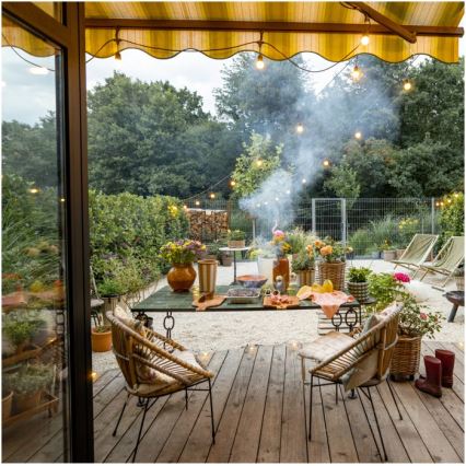 LED dekorativ utomhusslinga BAJA ST64 10xE27/1W/230V 10,9m IP44 varm vit