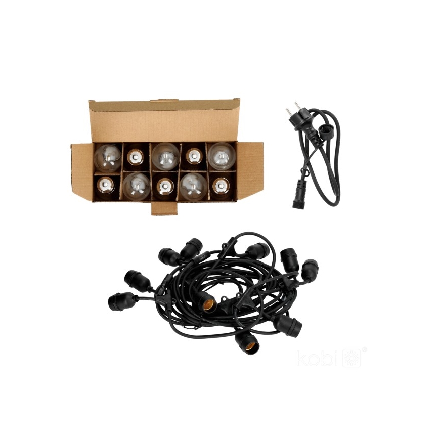 LED dekorativ utomhusslinga BAJA ST64 10xE27/1W/230V 10,9m IP44 varm vit