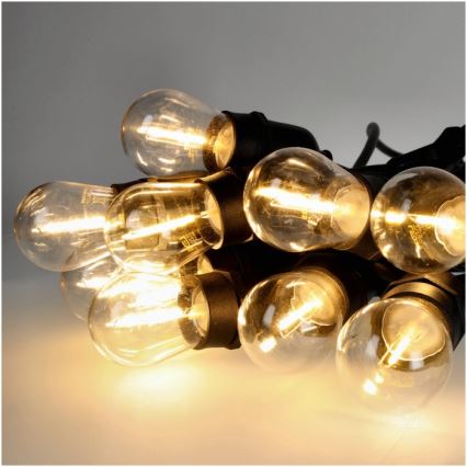 LED dekorativ utomhusslinga BAJA ST64 20xE27/1W/230V 10,9m IP44 varm vit