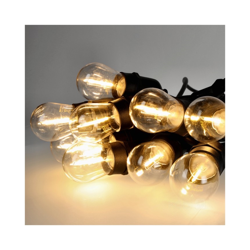 LED dekorativ utomhusslinga BAJA ST64 20xE27/1W/230V 10,9m IP44 varm vit
