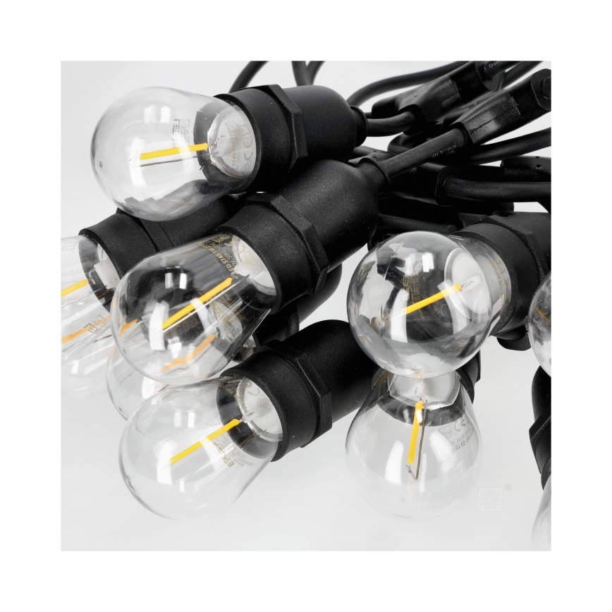 LED dekorativ utomhusslinga BAJA ST64 20xE27/1W/230V 10,9m IP44 varm vit