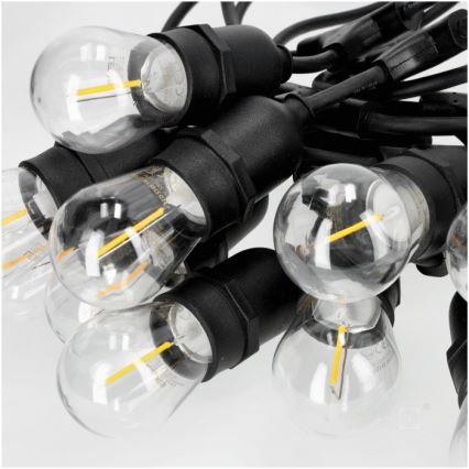 LED dekorativ utomhusslinga BAJA ST64 20xE27/1W/230V 20,9m IP44 varm vit