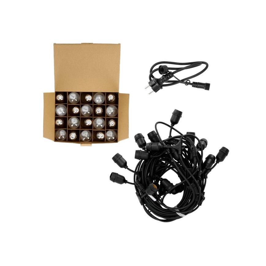 LED dekorativ utomhusslinga BAJA ST64 20xE27/1W/230V 20,9m IP44 varm vit