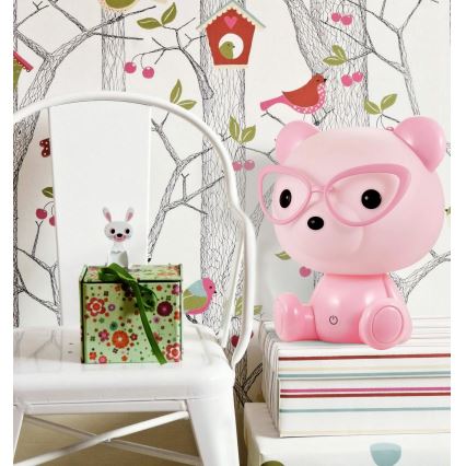 LED Dimbar Barn nattlampa LED/2.5W björn rosa