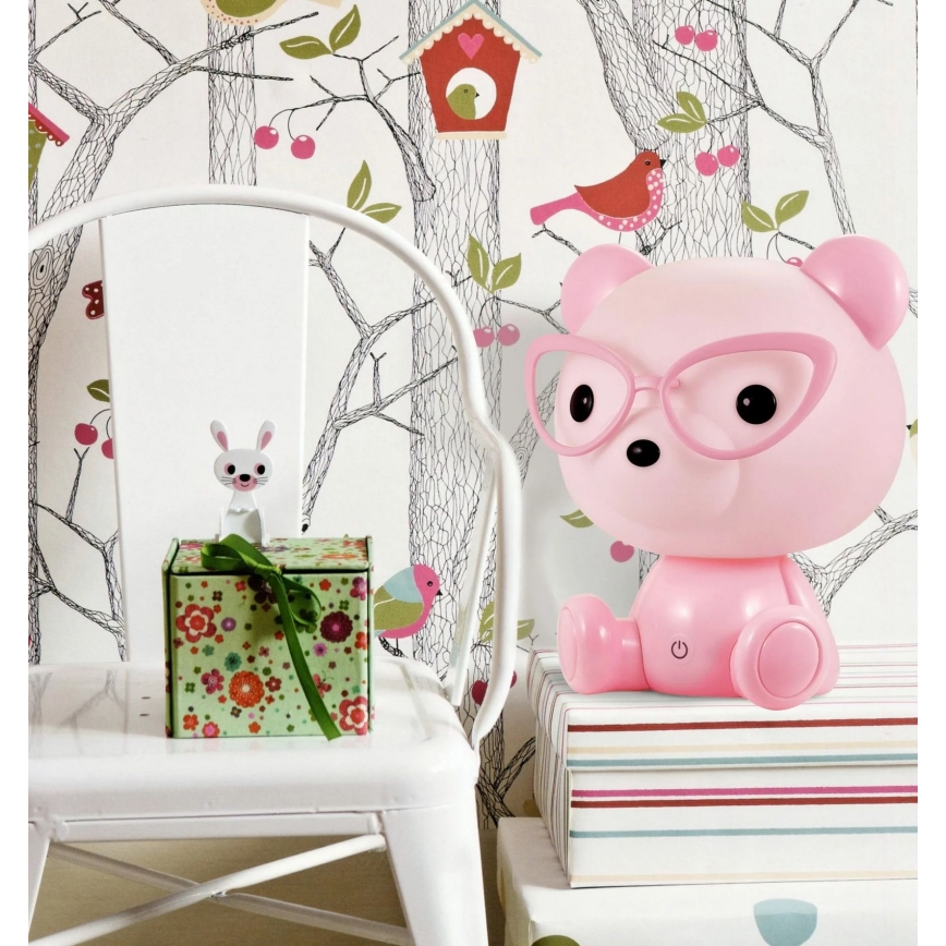 LED Dimbar Barn nattlampa LED/2.5W björn rosa