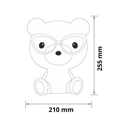LED Dimbar Barn nattlampa LED/2.5W björn rosa