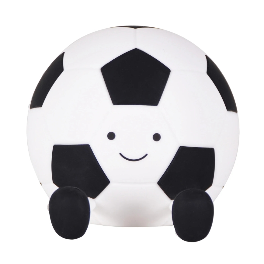 LED Dimbart barnlampa med touch FOOTBALL LED/2W/5V USB 1200 mAh vit/svart