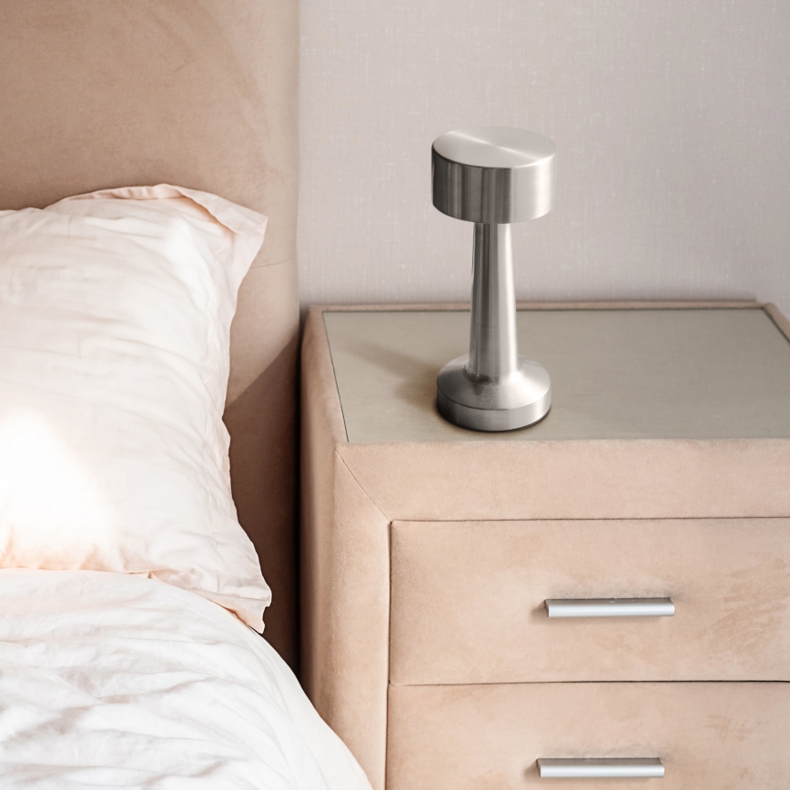 LED dimbar beröringsstyrd bordslampa SIMPLY LED/5V 2700/4000/6500K 800 mAh blank krom