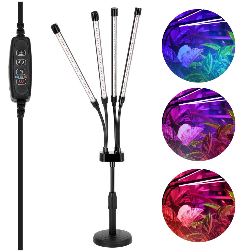 LED-dimbar flexibel bordslampa för växtodling VITARO 4xLED/10W/230V svart