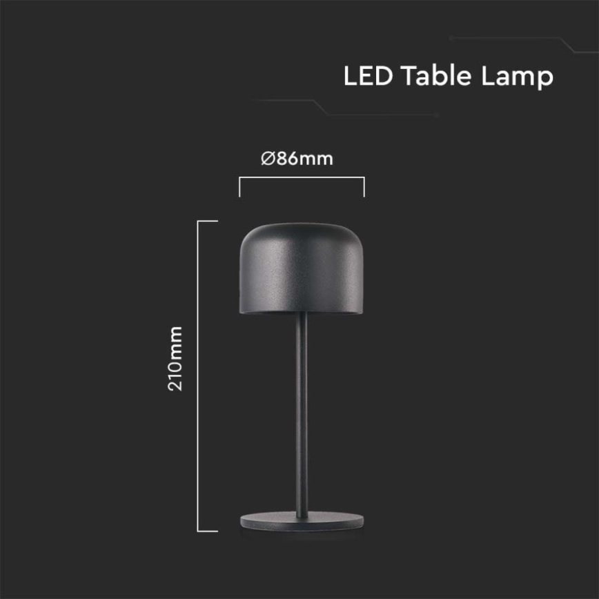 LED Dimbart uppladdningsbart touchbordslampa LED/1,5W/5V 2700-5700K IP54 2200 mAh svart