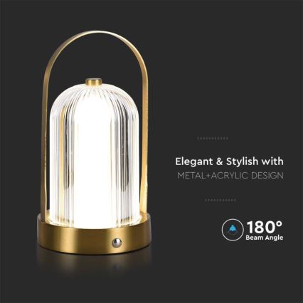 LED Dimbara uppladdningsbara touchbordslampa LED/1W/5V 3000-6000K 1800 mAh guld