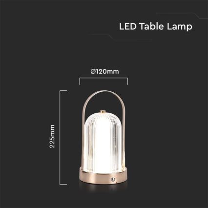 LED Dimbara uppladdningsbara touchbordslampa LED/1W/5V 3000-6000K 1800 mAh guld