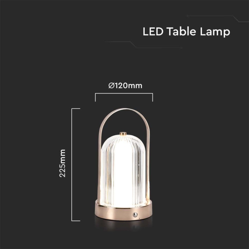 LED Dimbara uppladdningsbara touchbordslampa LED/1W/5V 3000-6000K 1800 mAh guld