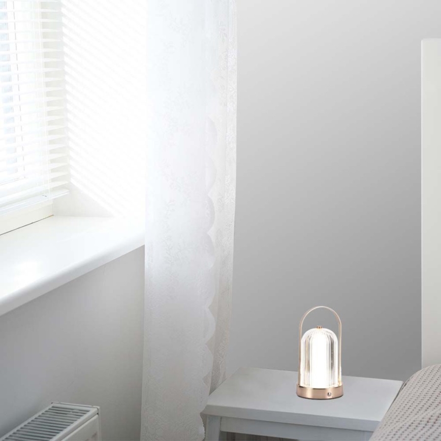 LED Dimbart uppladdningsbart touchbordslampa LED/1W/5V 3000-6000K 1800 mAh koppar