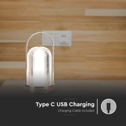 LED Dimbart uppladdningsbart touchbordslampa LED/1W/5V 3000-6000K 1800 mAh koppar