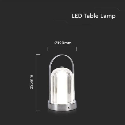 LED Dimbart uppladdningsbart touchbordslampa LED/1W/5V 3000-6000K 1800 mAh matt krom