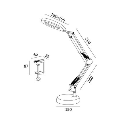 LED Dimbar bordslampa med ett förstoringsglas 2i1 AURIQ LOUPE LED/10W/5V 3000/4000/6500K svart